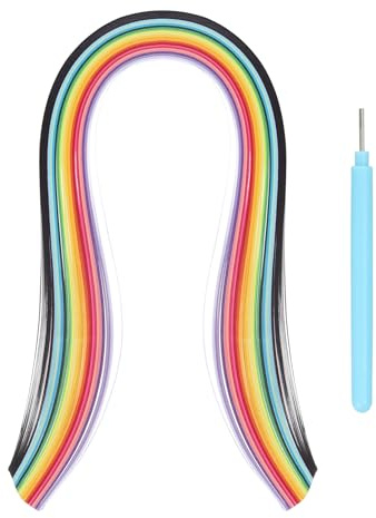 QUARKZMAN Quilling Paper Kit, 15,4 tum pappersremsor 5 mm 26 färger med blå penna för nybörjare gör-det-själv undervisningsverktyg handgjorda blommor (flerfärgad, 260 st)