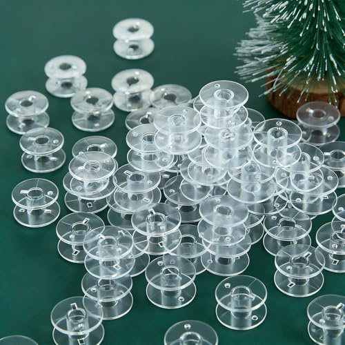 60 Pack Sewing Machine Bobbins,Plastic Transparent Household Bobbins for Sewing Machine,Standard Sizes Sewings Bobbin,Universal Holder Set for Household,Beginner,Enthusiasts,DIY Craft