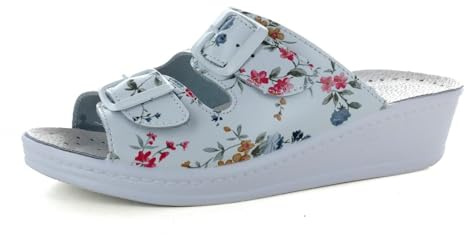 MEDICAL COMFORT 410 Sandales Sabots Mules Chaussons Chaussures en Cuir, Femme, Fleur, EU 38
