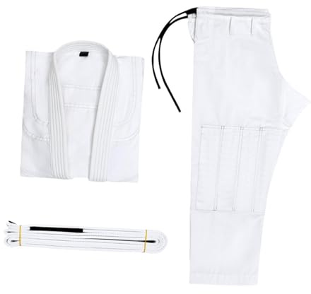 ALCXAZS Abbigliamento per Arti Marziali Accessori Sport Grappling Tuta Leggera per Jiu Jitsu Cintura in Attrezzatura per Jiu Jitsu Brasiliano Gi Brasiliano Kimono da torneo Uniformi, Bianco, A3