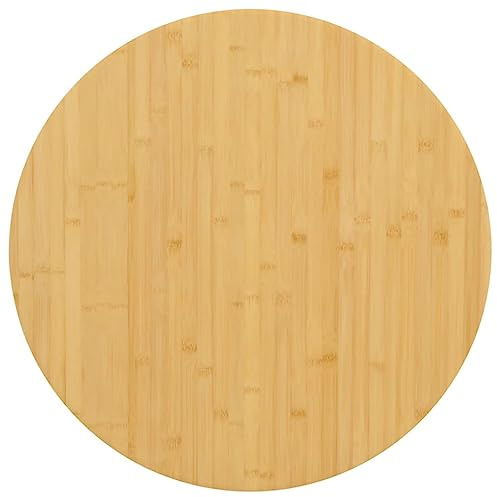Foknhdi Tischplatte rund 70 cm Bambus lackiert 1,5 cm dick Modernes Naturdesign Robust & Langlebig für Couchtisch Esszimmertisch Küche Balkon und Büro