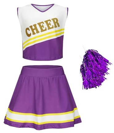DUBTEDHOU Tenue de Pom-Pom Girl, Uniforme de Cheerleading for Filles Violet, Plusieurs Tailles(7-8Y(130))