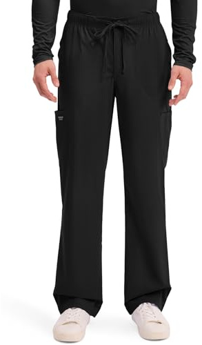 Cherokee WW Professionals Scrubs for Men Tapered Leg Cargo Scrub Pants Black M