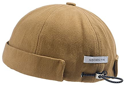 Docker Leon - Gorro sin bordes, estilo urbano, con borde redondeado, estilo retro para trabajador marino, gorra única para calle casual y de algodón sin escobillas., CT15-Khakii, Talla única