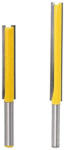 Bestgle 2pcs 6.35mm Tige Longues Ensemble de Mèches de Routeur Droites Outils de Travail du Bois avec Fraise Droite à Double Flûte avec Hauteur de Coupe de 2et 3, Diamètre de Doupe de 3/8