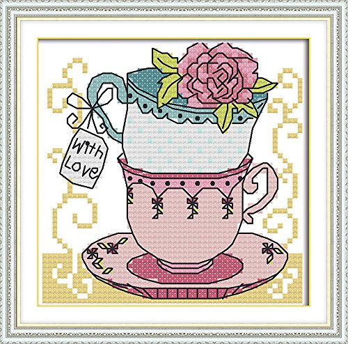 11 ct korsbroderi, 18 x 18 cm, broderi, DIY enkel entrékit, pre - broderitryck för flickor, DMC hantverk, broderiartiklar - temugg två