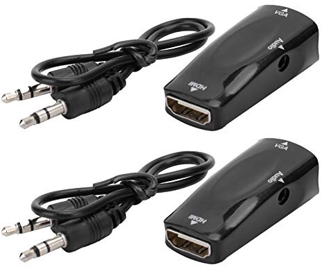 2st HDMI-hona till VGA-adapter, 1080P videoomvandlare HDMI-hona till VGA-hona med 3,5 mm ljudutgångskabel för bärbar mobiltelefon