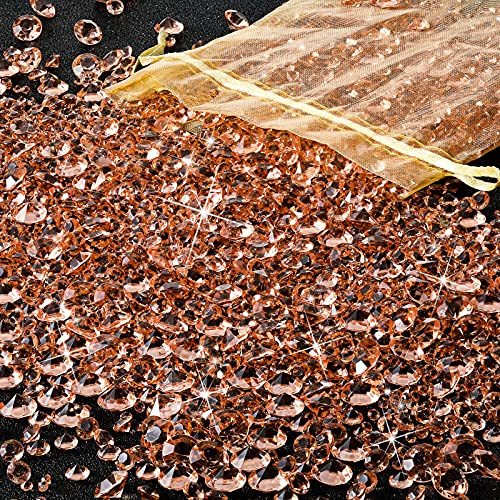 Jadive 8000 Pcs Bling Diamond Acrylic Gem Wedding Crystals Decoration Table Scatter Crystals Table Decor in 3 Sizes 3 mm 6 mm 10 mm Valentine Decoration Acrylic Crystals for Vase(Rose Gold)