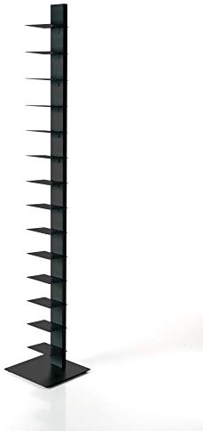 ZStyle BBB Italia - Librería Sapiens de columna vertical de metal, estantería independiente con estantes de acero (202 cm, negro)