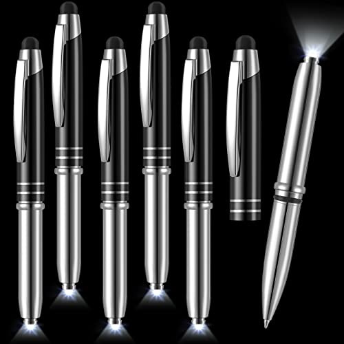Chinco 5 Pieces Stylus Pen for Touchscreen Devices Multi-Function Capacitive Pen with LED Flashlight 3 in 1 Invisible Metallic Ink Tools with Light(Black)