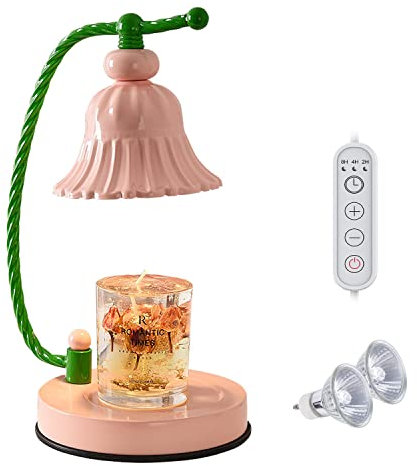 LEIDIMUS Kerzenwärmer Lampe Mit Timer & Dimmer, Metallkerzenlampe Wachswärmer Kompatibel Mit Yankee Candle Großes Glas Für Wohnkultur, Mädchen Bett (Rosa)