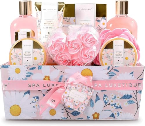 Spa Luxetique Coffret Cadeau Femme - 12pcs Coffrets de Bain et de Soins, Coffret Cadeauau Parfum de Marguerite, BoîTeen Tissu, Sels de Bain,Cadeau Saint Valentin pour Femme,Cadeau Fête des Mères