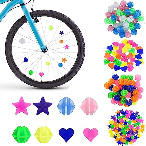 VICZON 144 Decorazioni Colorate per Raggi della Bicicletta, Accessori per Bicicletta, Clip per Raggi, Perline Riflettenti, Adatti Sia per Uomo Che per Donna