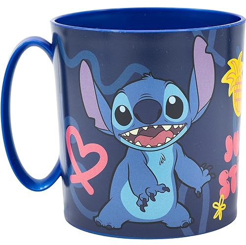 Tazza in plastica riutilizzabile Stitch Disney adatta al microonde BPA Free capacità 350 ml tazza per bambini