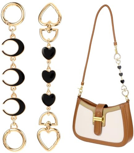 Mabor Kettenverlängerung Gold,2 Stück Taschenkette Gold 16.8&15.8cm Herzform Taschenverlängerung Taschenverlängerungskette Metall Riemen Verlängerungsketten mit Karabinerhaken für Taschenriemen