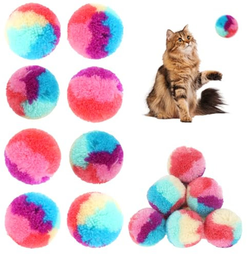 Giantree 30 Stück Katzenspielzeug Bälle, 3cm Weihnachts Katzenball Plüsch Balle Interaktives Katzenspielzeug Bunte Plüsch Katzen Ball Wuschelball Kratzkugel für Katzen