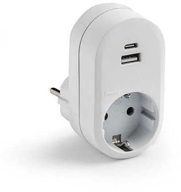 ADAPTADOR FRONTAL 1 TOMA 2 USB A+C BLANCO