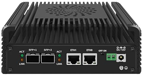 HKUXZR brandväggsapparat mini PC, ny 12:e generationens Intel N305 mjuk router 2 x 10G SFP+ Intel 82599ES optiskt portchip + 2XI226-V 2,5G Nvme 2XHD DDR5 NAS-server VPN-router PC AES-NI HDMI DP (inget