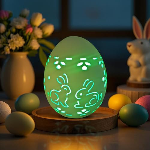 DZAY Ostereier Deko Beleuchtet Teelicht Ostern Deko Tischdekoration Eier Lichter,Led Osterbeleuchtung Lampe Keramik Nachtlicht,Ostern Eier Deko,Leuchtendes Osterei für Party Dekoration (04)