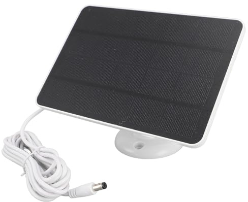 Solpanel för Säkerhetskamera, Solpaneluttag 4W 5V Säkerhetskamera Solpanelen Laddare Solarladdare för med Solpanel, Konsol, Konverteringskabel och 1 Pack (Vit)