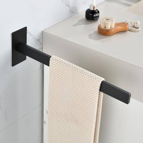 JS Toalleros de Baño Barra de Toalla de Acero Inoxidable,Toallero Autoadhesiva Negro para Baño y Cocina