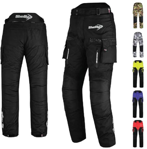 Shelly - Pantaloni da moto da uomo, in tessuto Cordura impermeabile, per corse motociclistiche, equitazione e protezione dagli urti, Nero , 36 W
