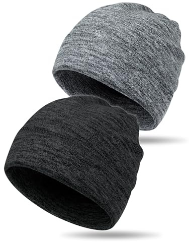 MELLIEX 2 Piezas Gorros Invierno para Hombre Mujer, Gorro de Forro Polar Beanie, Multifuncional Skull Cap para Actividades al Aire Libre como Correr, Ciclismo y Moto