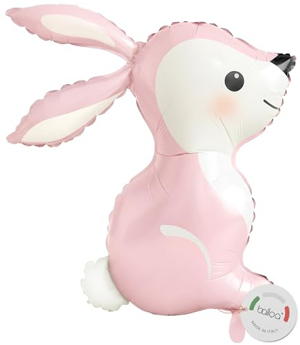 Balloa Palloncino XXL in Mylar, coniglio, rosa pastello, palloncino elio, animali del bosco, decorazione, palloncino per baby shower, ragazze, compleanno dei bambini, regalo per la foresta