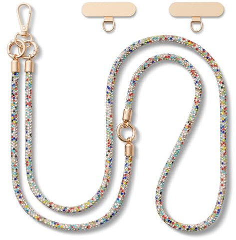CHUQING Handykette Glitzer Handyband zum Umhängen Universal mit Strass Schlüsselband Lang Handy Umhängeband Phone Lanyard Band für Handyhülle Bunt