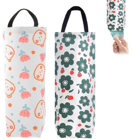 FUHAMJ 2 Piezas Organizador Bolsas Plastico, Soportes Para Bolsas De Plástico, Dispensadores De Almacenamiento Colgantes Plegables Organizador, Para Colgar Bolsas De Basura (C)