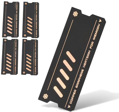 Garsent Bärbar Datorminne Kylfläns, 4 St Koppargrafen RAM-kylare Kylfläns för DDR4 DDR5, Ultratunn Termiskt Ledande Självhäftande Kylklistermärke för Bärbar Dator SODIMM