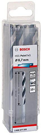 Bosch Professional 10-Piece PointTeQ HSS Twist Drill Bit (for Metal, 8.7 x 81 x 125 mm, Drill Driver Accessories)