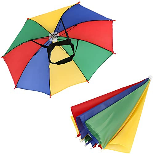 thematys Regenschirmhut in Bunten & Camouflage Designs – Faltbare Mütze für Sonne & Regen, Perfekt für Festivals (Bunt)