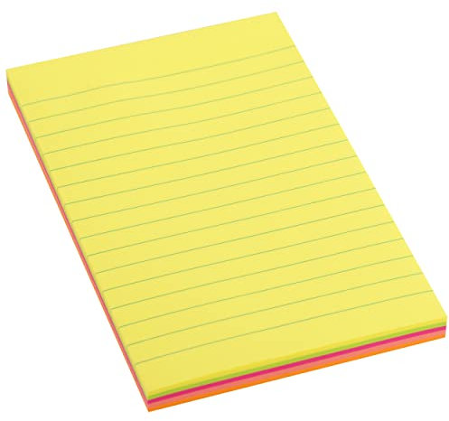 D.RECT 110520 Haftnotizen 98x150mm 100 Blatt, 5Farben: 20 Blatt pro Farbe) Neon in unterschiedlichen Farben Mehrfarbig Liniert