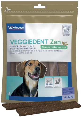 Virbac VeggieDent Zen M - Snack Dental Relajante Perros Medianos (10-30 kg)