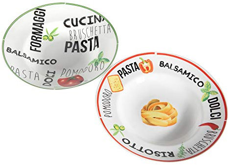Spetebo 2er Set Pasta Teller - 26,5 cm - Pastateller Speiseteller Porzellan Geschirr Tellerset
