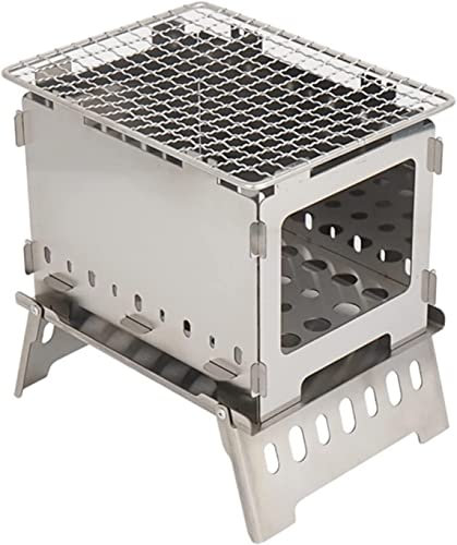 Gril à gaz Camping en Plein air Réchaud Portable Pliant Four Barbecue Grill en Acier Inoxydable Brûleur pour BBQ Pique-Nique Cuisson Coupe-Vent Poêles À Bois