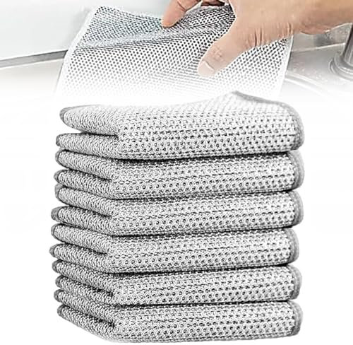 Stracci multiuso in filo metallico per lavare i piatti bagnati e asciutti, doppio strato multifunzione antigraffio, panno per lavare i piatti, strofinacci in microfibra, strofinacci riutilizzabili