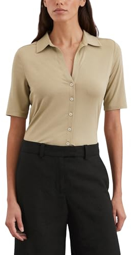 Marc OߴPolo Donna Camicia a Maniche Corte con Colletto Kent Classico Regular Fit, Beige (Summer Sand), XS