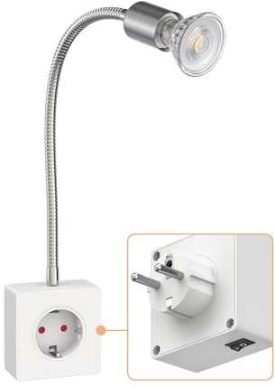 ledscom.de Sockellampa LESCH läslampa, krom/vit inkl. GU10 LED-lampa 5,4W, 510lm, 45°, varmvit