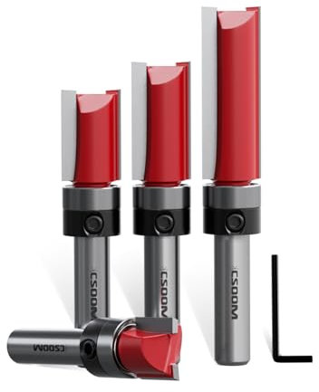 CSOOM 4-teiliger Bündigkerbfräser, 8 mm Schaft mit auswechselbaren Kugellagern, Oberfräser Schlitzfräser Schneidwerkzeug für Holz