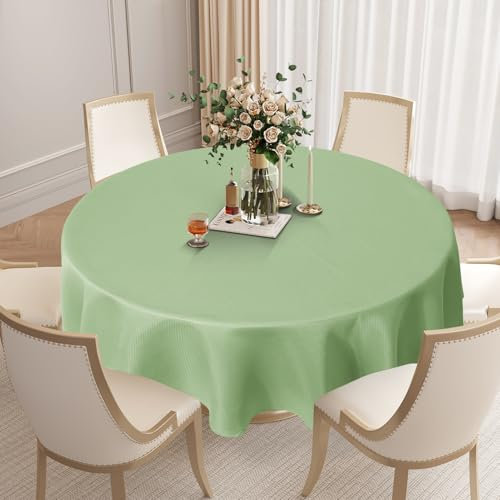 Softalker kleine Tischdecke Outdoor rund 100 abwaschbar grün Frühling Oster wasserabweisend abwischbar Jacquard Tischdecken Tischtuch Table Cloth für Draußen Sommer Garten Couchtisch Esstisch Balkon