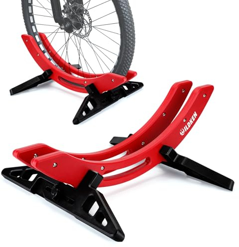 WILDKEN Bike Stand, Bike Stand Floor for Home/Garage Adjustable Bicycle Stand Bike Parking Rack Fit Road Bike, Mountain Bike, MTB, BMX, Commuter Bike, Kids Bike, Scooter (Red)