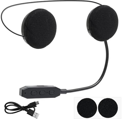 EuAcesry Bluetooth Casque Moto Bluetooth BT5.3, Mains Libres sans Fil, Équitation Écouteurs, Microphone de Contrôle D'appel pour Casque, Parleur de Musique, Écouteur Microphone pour Moto Sport Cyclism