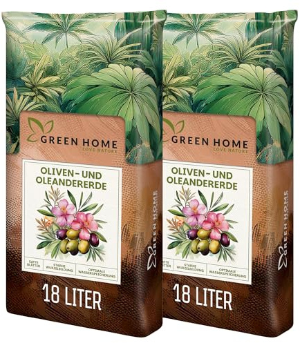 Green Home Olivenbaum- & Oleandererde 36L - Pflanzerde für Olivenbäume & Mediterrane Pflanzen | Erde mit Langzeitdünger | Perlite, Kokosfasern & Rindenhumus | Für Kübel, Hochbeet & Garten, pH 5,8