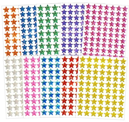 2100 autocollants pailletés de Noël – Étoiles 10 couleurs – Système de récompense pour enfants, enseignants, étudiants – Scrapbooking, cartes de vœux DIY