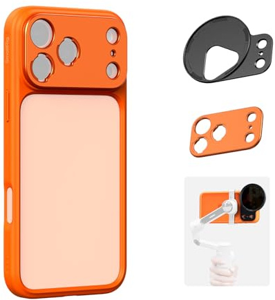 SMALLRIG FilMov Bumper Phone Case for iPhone 17 Pro, Hollow Back Design with Lens Backplate, 67mm Filter Adapter Compatible with Phone Gimbal Stabilizers, for DJI for Insta360, Orange- 5792