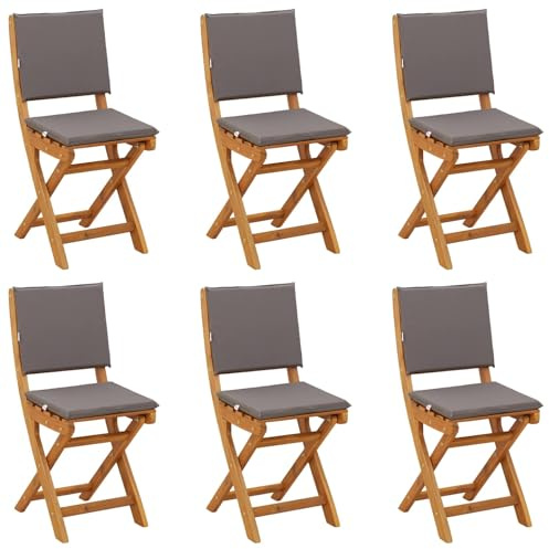 Arborthrum Lot de 6 chaises de bistrot d'extérieur avec coussins, pour jardin, terrasse, balcon, salon, gris foncé, 38 x 46 x 85 cm