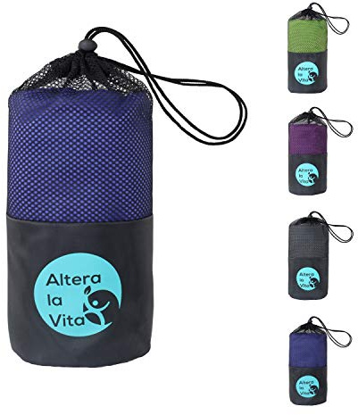 Hüttenschlafsack *ALTERA LA VITA* aus modernster Mikrofaser 220x80 cm mit Reißverschluss Kissenfach und Fußöffnung Reise Schlafsack Inlett für Backpacking Camping Hütte Hotel Ultraleicht klein