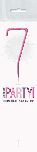Dazzling Pink Glitz Birthday Sparkler Number 7 (17cm) - Perfect for Birthday Parties & Celebrations - 1 Pc